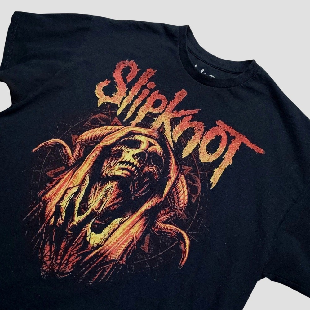 Slipknot Band T-Shirt XL Black Reaper Skull Graphic Heavy Metal Music